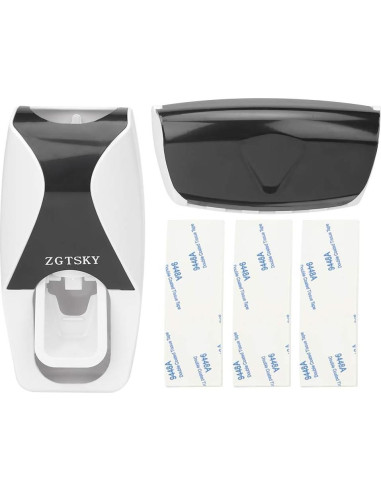 Dispensador de Pasta de Dientes Worem Negro con Soporte para Cepillos