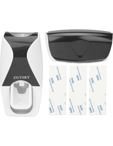 Dispensador de Pasta de Dientes Worem Negro con Soporte para Cepillos