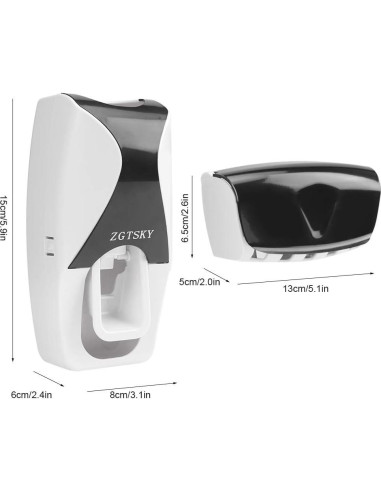 Dispensador de Pasta de Dientes Worem Negro con Soporte para Cepillos