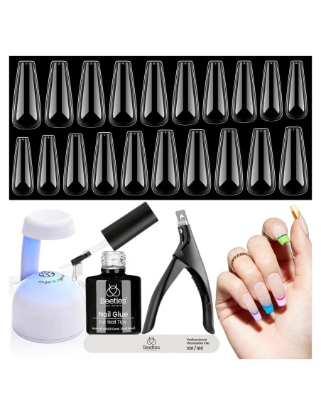 Kit de Uñas de Gel Beetles 240 PCS Coffin con Lámpara LED