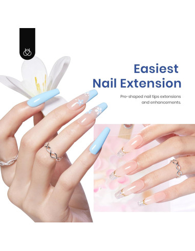 Kit de Uñas de Gel Beetles 240 PCS Coffin con Lámpara LED