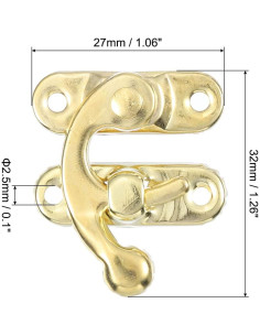 Cierre Vintage de Brazo Oscilante Izquierdo uxcell - 6 Pcs 27x32mm Dorado 2