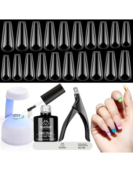 Kit de Uñas de Gel Beetles 240 PCS Coffin con Lámpara LED