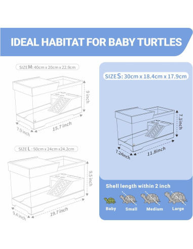 Kit Acuario para Tortugas GOZILLA Mini Negro 30x18.4x18 cm