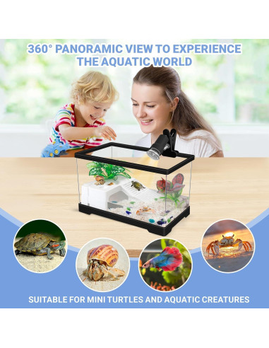 Kit Acuario para Tortugas GOZILLA Mini Negro 30x18.4x18 cm