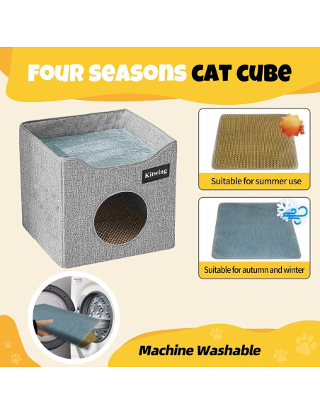 Cama para Gatos Kitwing Plegable 39.1x39.1x32.5 cm Gris