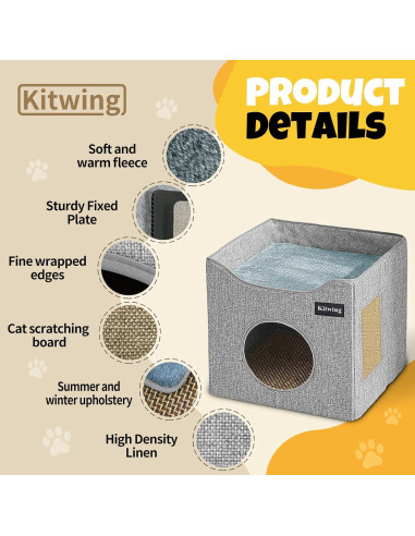 Cama para Gatos Kitwing Plegable 39.1x39.1x32.5 cm Gris