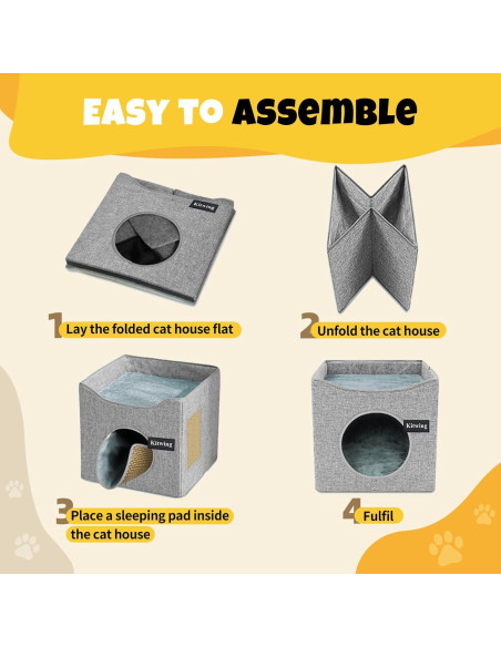Cama para Gatos Kitwing Plegable 39.1x39.1x32.5 cm Gris
