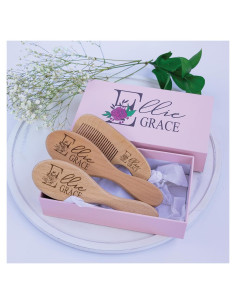 Juego de Cepillos de Madera Personalizados para Bebé Niña