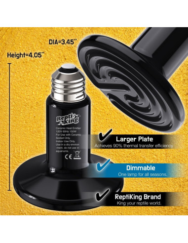 Emisor de Calor Cerámico 150W ReptiKing para Reptiles y Aves