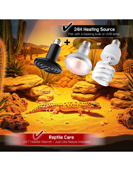 Emisor de Calor Cerámico 150W ReptiKing para Reptiles y Aves