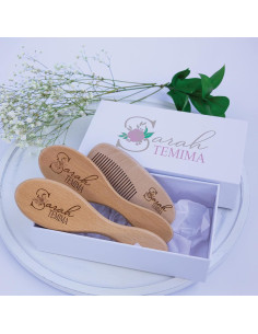 Juego de Cepillos de Madera Personalizados para Bebé Niña 2