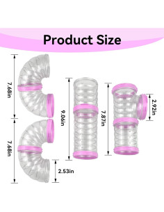 Túnel para Hámster MUYG Rosa, Juego de 8 Tubos 6.35 cm 2
