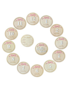 14 Tarjetas de Hitos Mensuales para Bebés DUOJINSANXI Rosa