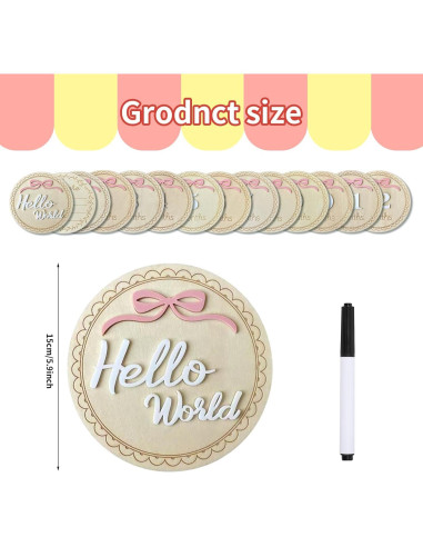 14 Tarjetas de Hitos Mensuales para Bebés DUOJINSANXI Rosa