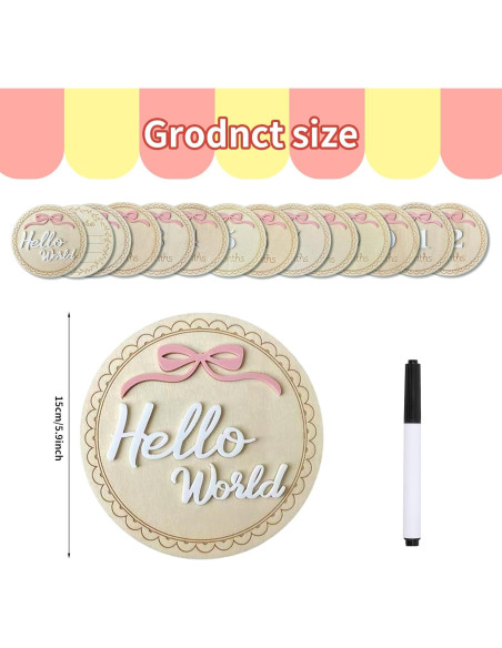 14 Tarjetas de Hitos Mensuales para Bebés DUOJINSANXI Rosa