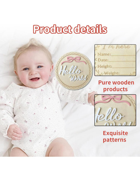 14 Tarjetas de Hitos Mensuales para Bebés DUOJINSANXI Rosa