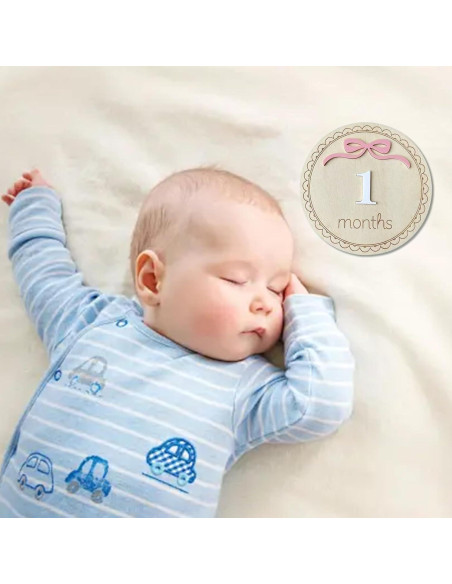 14 Tarjetas de Hitos Mensuales para Bebés DUOJINSANXI Rosa