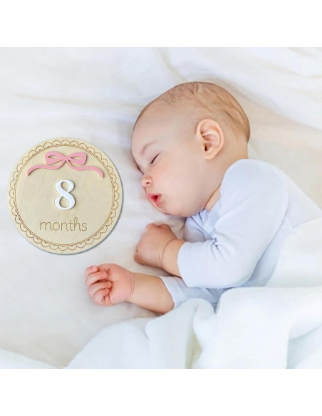 14 Tarjetas de Hitos Mensuales para Bebés DUOJINSANXI Rosa