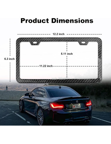 2 Marcos de Placa de Licencia de Aluminio Yogrvner Negro