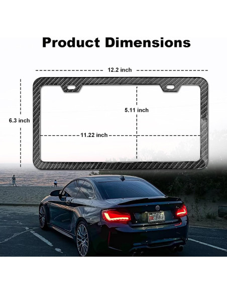 2 Marcos de Placa de Licencia de Aluminio Yogrvner Negro