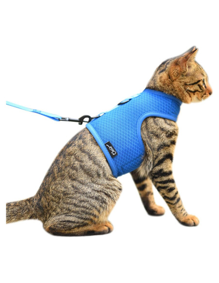 Arnés y Correa para Gatos Yizhi Miaow Azul Grande A Prueba de Escapes