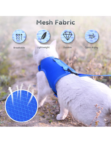 Arnés y Correa para Gatos Yizhi Miaow Azul Grande A Prueba de Escapes