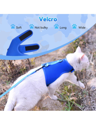 Arnés y Correa para Gatos Yizhi Miaow Azul Grande A Prueba de Escapes