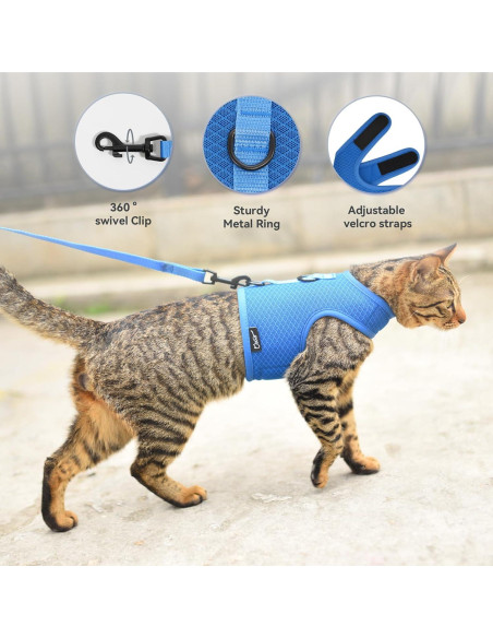 Arnés y Correa para Gatos Yizhi Miaow Azul Grande A Prueba de Escapes