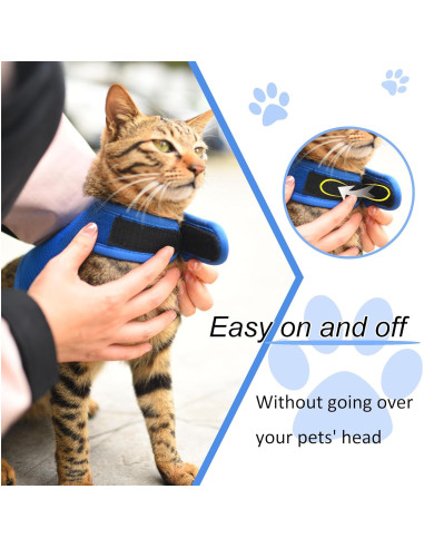 Arnés y Correa para Gatos Yizhi Miaow Azul Grande A Prueba de Escapes