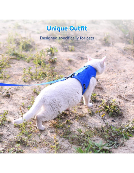 Arnés y Correa para Gatos Yizhi Miaow Azul Grande A Prueba de Escapes