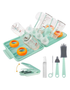 Kit Limpiador de Botellas Rrwin 6 en 1 con Estante Secado Verde