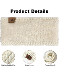 Diadema de Invierno Ymomode Forrada Polar para Mujeres - Negro 2