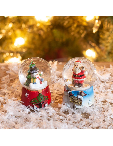 Conjunto de Mini Globos de Agua Napco - Muñeco de Nieve y Santa Claus