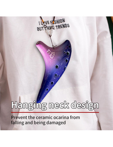 Ocarina de Cerámica 12 Agujeros Notas Alto C Púrpura Estrellada