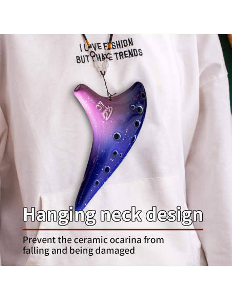 Ocarina de Cerámica 12 Agujeros Notas Alto C Púrpura Estrellada