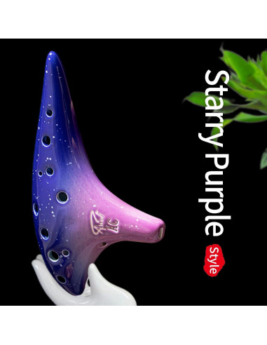 Ocarina de Cerámica 12 Agujeros Notas Alto C Púrpura Estrellada