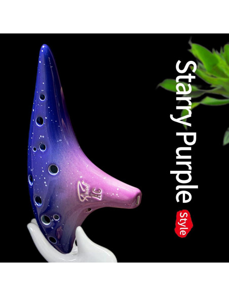 Ocarina de Cerámica 12 Agujeros Notas Alto C Púrpura Estrellada