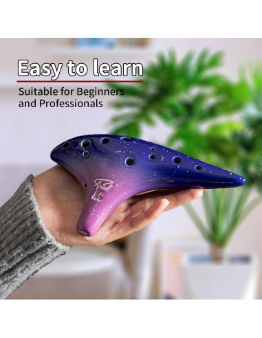 Ocarina de Cerámica 12 Agujeros Notas Alto C Púrpura Estrellada