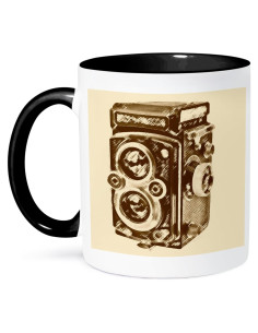Taza de cerámica 3dRose cámara vintage TLR 11 oz negra