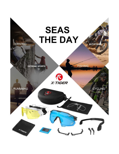 Gafas de Ciclismo X-TIGER con 5 Lentes Intercambiables