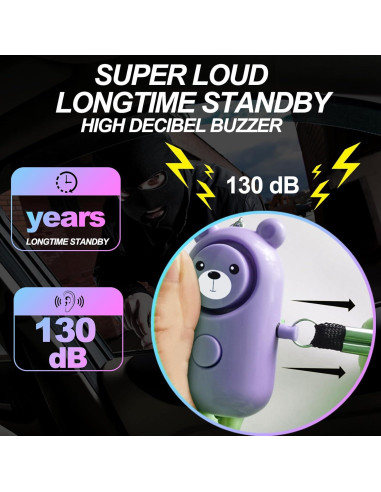 Llave de Alarma Personal 130dB SRTKBEU con Luz LED Púrpura