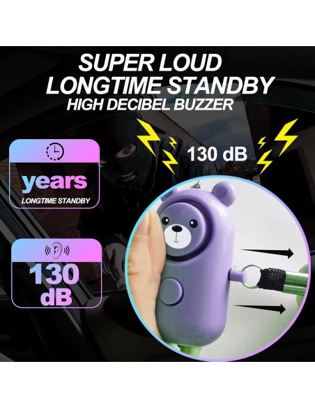 Llave de Alarma Personal 130dB SRTKBEU con Luz LED Púrpura