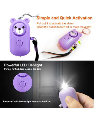 Llave de Alarma Personal 130dB SRTKBEU con Luz LED Púrpura