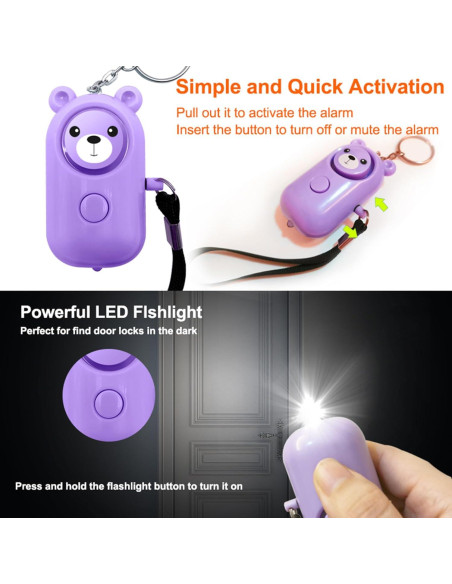 Llave de Alarma Personal 130dB SRTKBEU con Luz LED Púrpura