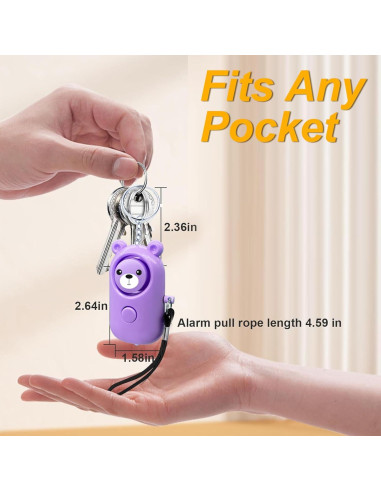 Llave de Alarma Personal 130dB SRTKBEU con Luz LED Púrpura