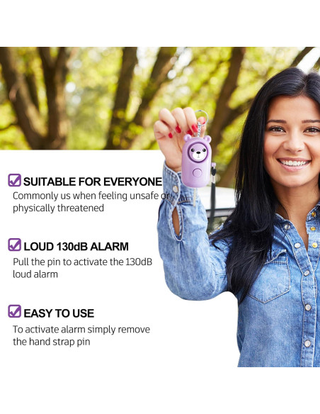 Llave de Alarma Personal 130dB SRTKBEU con Luz LED Púrpura