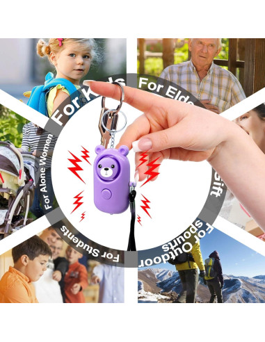 Llave de Alarma Personal 130dB SRTKBEU con Luz LED Púrpura