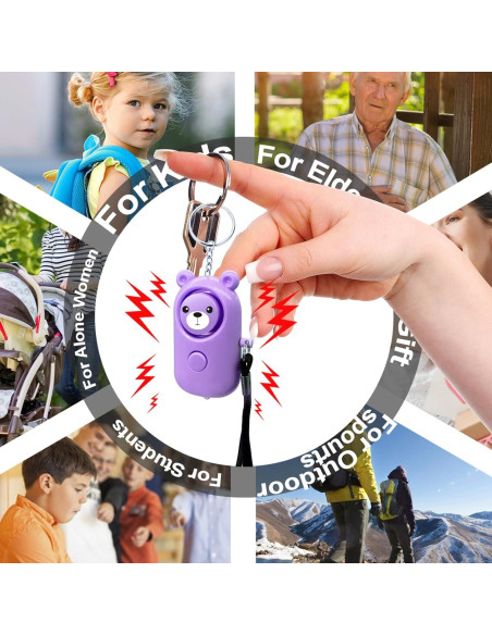 Llave de Alarma Personal 130dB SRTKBEU con Luz LED Púrpura