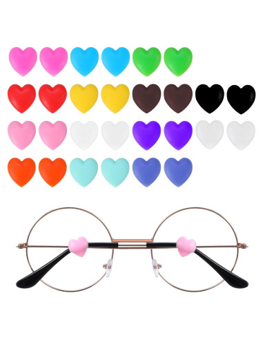 24 Sujetadores de Gafas Silicona Corazón Multicolor Guduling